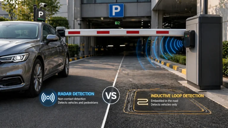 Barrier gate radar vs inductive loop detector comparison for parking gate anti-collision safety